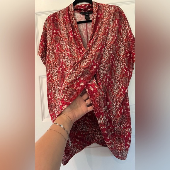 Marc By Marc Jacobs Red and Tan Short Sleeve Wrap Blouse Top Size w/Pickets M/L - Picture 6 of 8